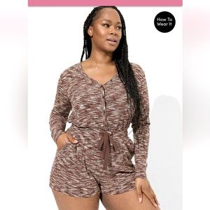 Torrid Hacci ribbed button up long sleeve Romper Size 3